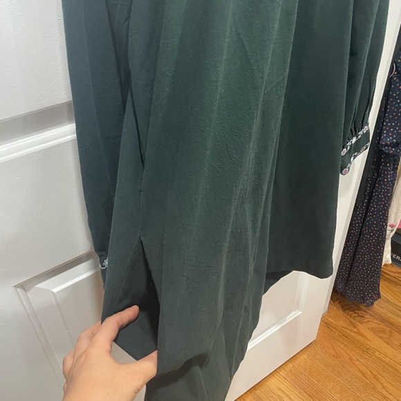 Embroidered-Bib Ruffle Mini Dress - Picture 12 of 12